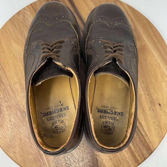 VTG Skechers Brown Leather Oxford Wingtip Brogue Dress Shoes Mens Sz 8 *SEE PICS - Picture 7 of 12